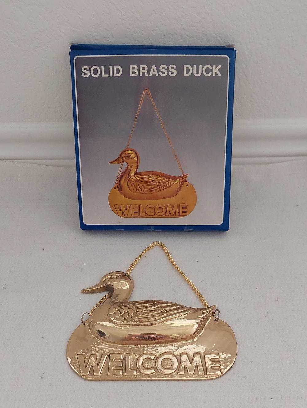 Solid Brass Duck "WELCOME" Sign NWOT